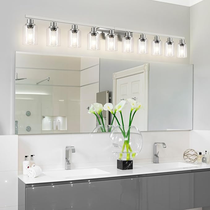 DIKAIDA Brushed Nickel Bathroom Vanity Light, 10-Light Vanity Lights - Image 6