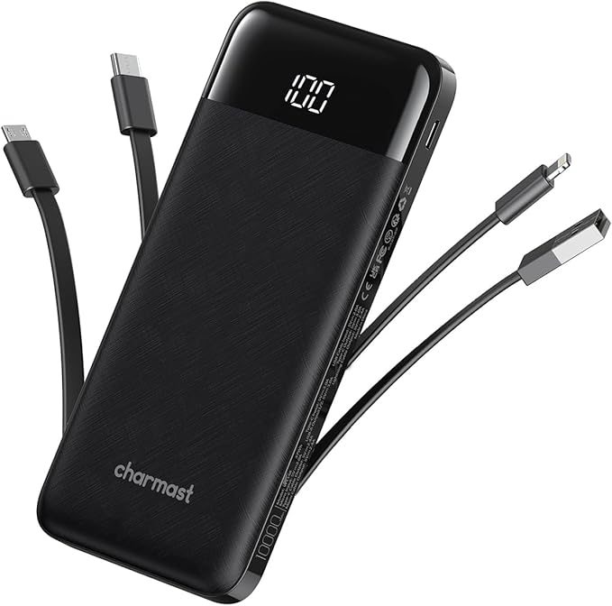 charmast Portable Charger with Built in Cables, Power Bank with Cords Wires by Charmast