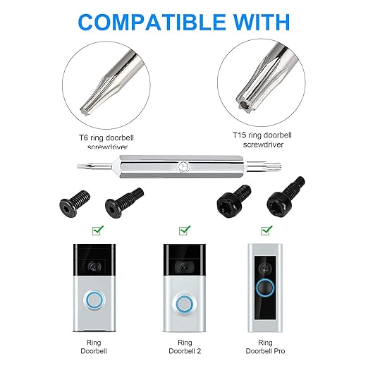 Replacement Screwdriver T6 T15 & + 20Pcs Screws Fit Ring Doorbell 2 3 4 Plus - Image 5