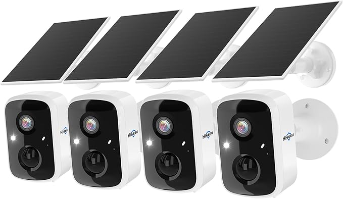 Hiseeu Solar Camera Security Outdoor, 4 Pack 100% Wireless 3K 4MP Surveillance by Hiseeu