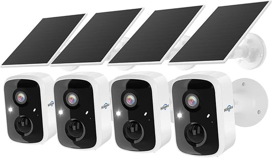 Hiseeu Solar Camera Security Outdoor, 4 Pack 100% Wireless 3K 4MP Surveillance by Hiseeu