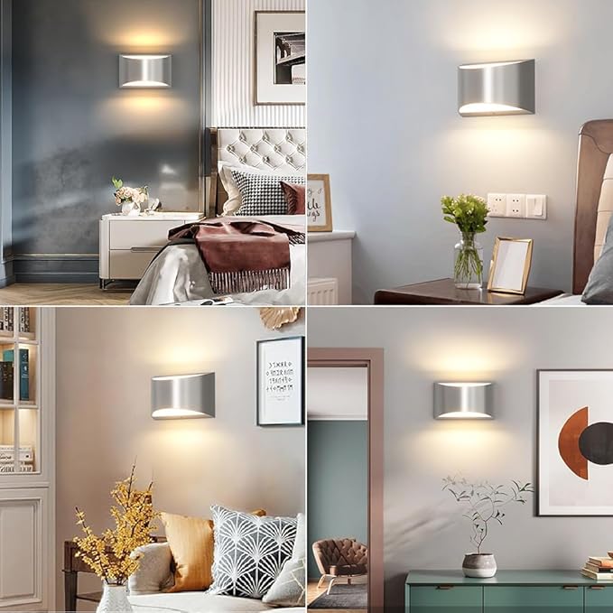 Aipsun 4 Pack Nickel Modern LED Wall Sconce Hardwired Indoor Wall Lights Up and - Image 5