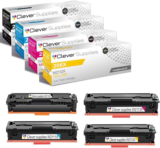 CS Replacement Compatible with HP 206X Toner Cartridge W2110X W2111X W2113X by CleverSupplies