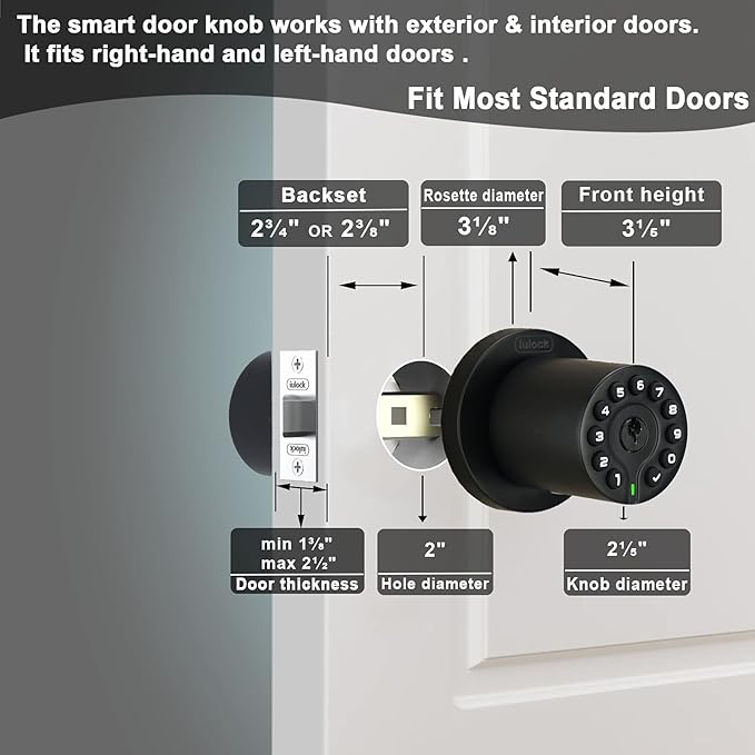 iulock IU-20 Code Door Lock, Electronic Door Knob - Image 6