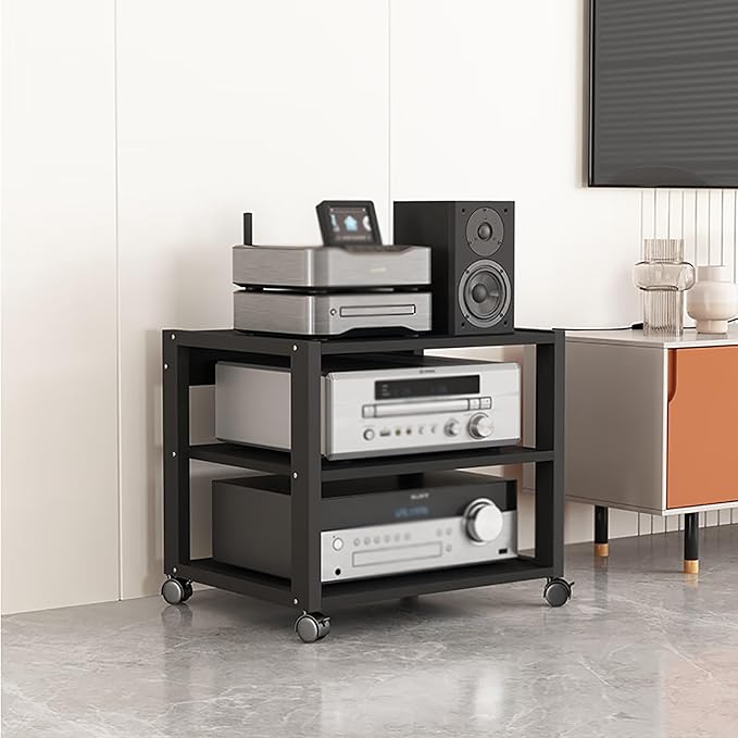 Dernoing 3 Tier Audio Rack Tower, CD Record Player Stereo Receiver AV Equipment by Dernoing
