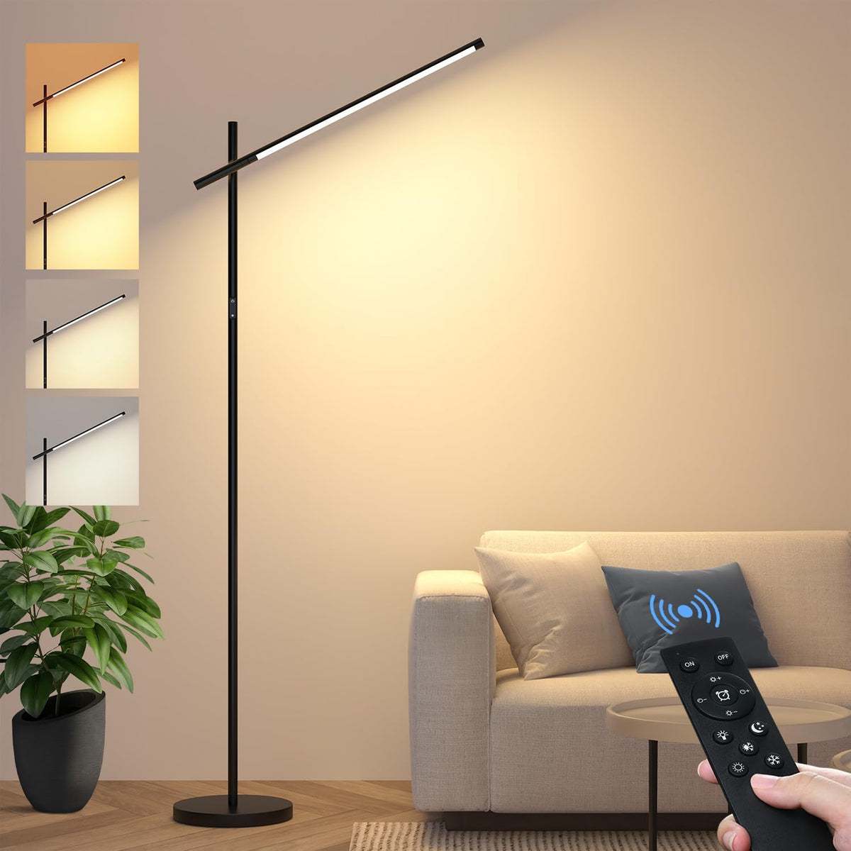 LED Corner Floor Lamp, 360°Rotating Head, Super Bright 1800LM Dimmable