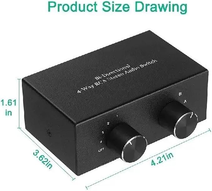 RCA L/R Audio Switcher, 4-in-2-Out Analogue Audio Switch, Noiseless Stereo - Image 7
