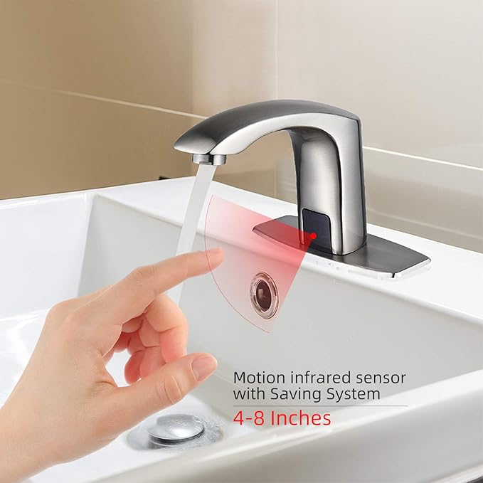 HALO H59 Brass Chrome Touchless Bathroom Faucet 4 AA Batteries Powered - Image 5