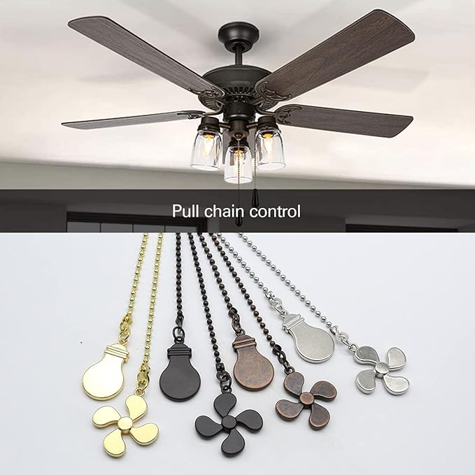 Ceiling Fan Pull Chain Set, 4 Pieces Bulb and Fan Pattern Pull Chain Extension - Image 6