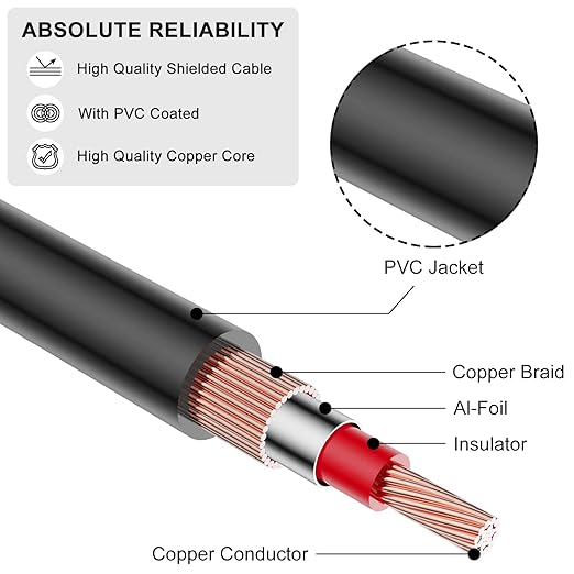 J&D RCA Cable, 2 RCA Male to Male Stereo Audio Cable, Heavy Duty, Compatible - Image 6
