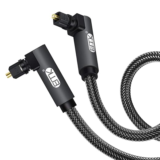 EMK 【Upgraded】 Double 90 Degree Optical Audio Cable Free-Rotating Toslink Plug by EMK