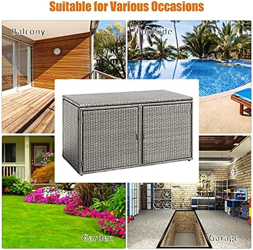 dortala 88 gallon deck box organizer, wicker large, side view