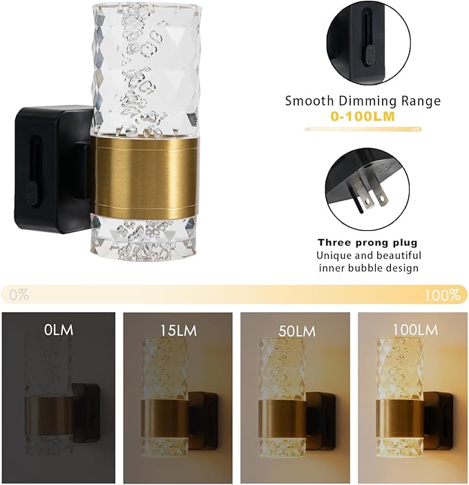 HSPRODGD Night Lights Plug into Wall, 2 Pack 3000K Dimmable LED Night Light - Image 3