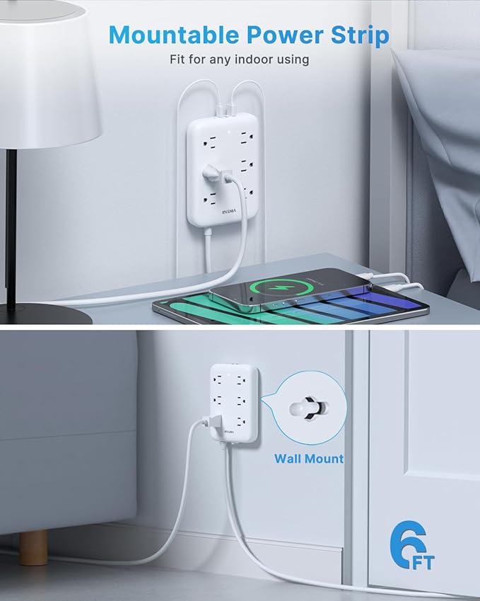2 Prong GFCI Power Strip, VINTAR 2 Prong to 3 Prong GFCI Plug Adapter, 6ft - Image 7
