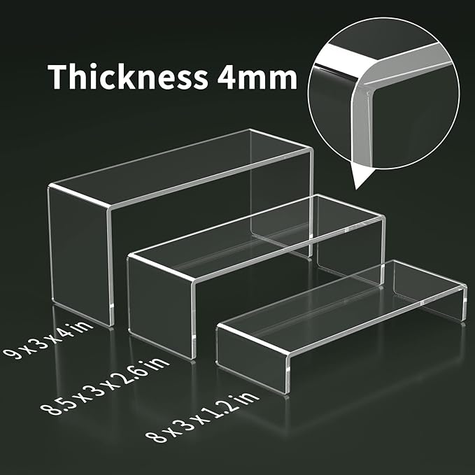 HIIMIEI Acrylic Display Riser, 3 Step 9" Large Acrylic Risers, Tiered Display - Image 3