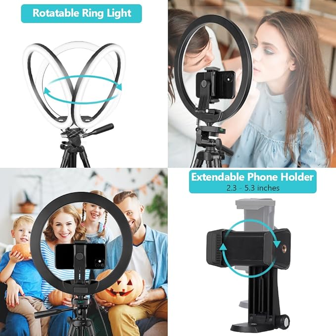 Sensyne 12'' Ring Light with 50'' Extendable Tripod Stand, LED Circle Lights - Image 4