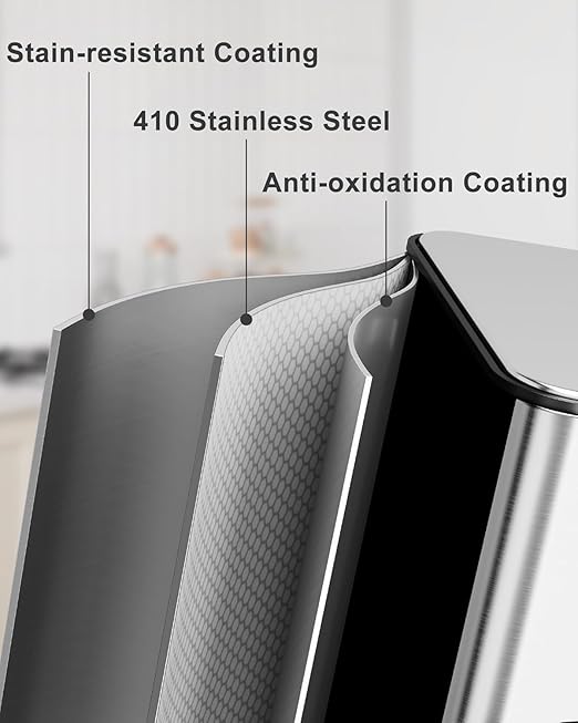 Garvee Trash Can, 24 gal Triple Compartments Stainless Steel Kitchen Trash Can - Image 6