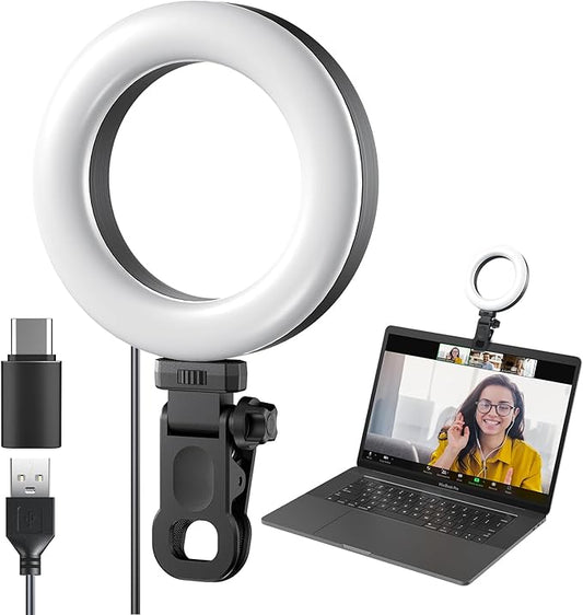 Meyin Ring Light Clip on Laptop Monitor, Webcam Light 10 Brightness Level Video by Meyin
