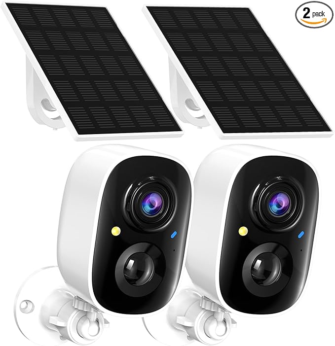 2K FHD WiFi Wireless Cameras Solar Powered, Security Cameras Wireless Outdoor by Tziarp