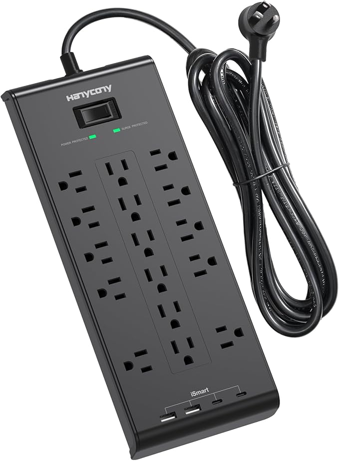 Power Strip 10 Ft, HANYCONY Surge Protector by HANYCONY