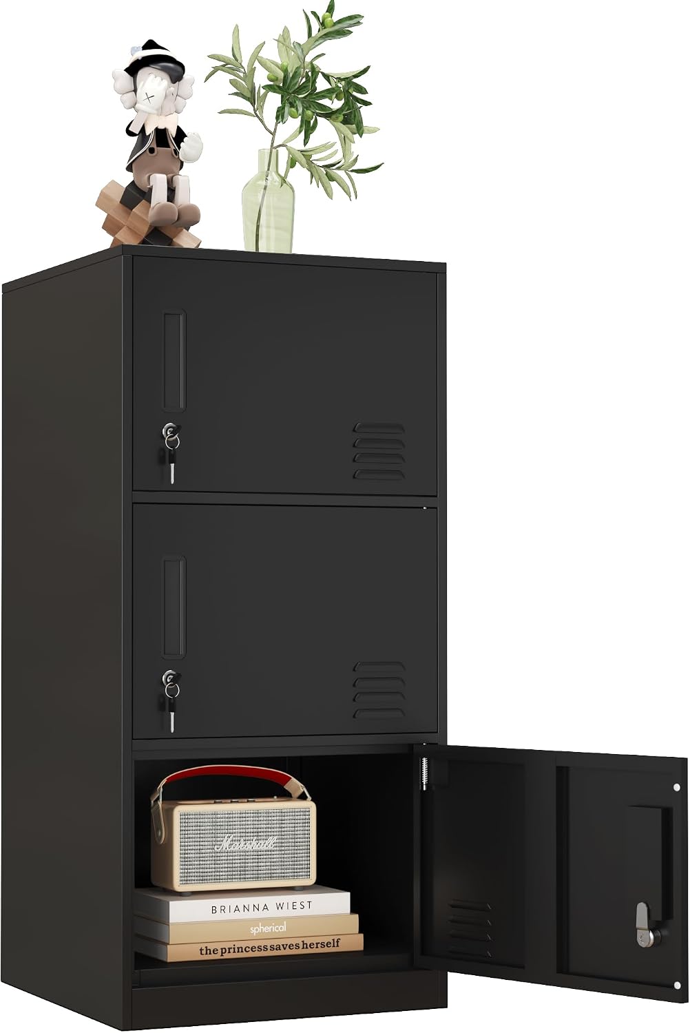 3 door metal vertical storage locker for home, main product view