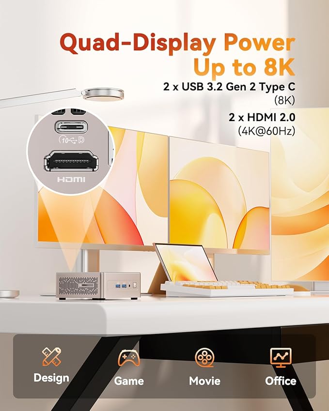 GEEKOM A5 Mini PC with AMD Ryzen 5 7430U, 3-Year Coverage, 16GB RAM&512GB M.2 - Image 7