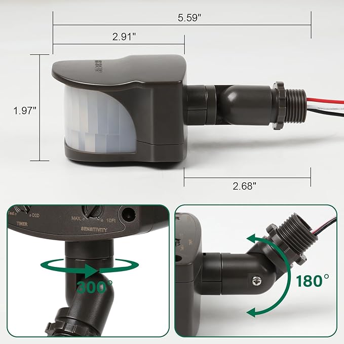 TREEWELL 240-Degree Replacement Motion Detector, Adjustable Time & Detection - Image 4