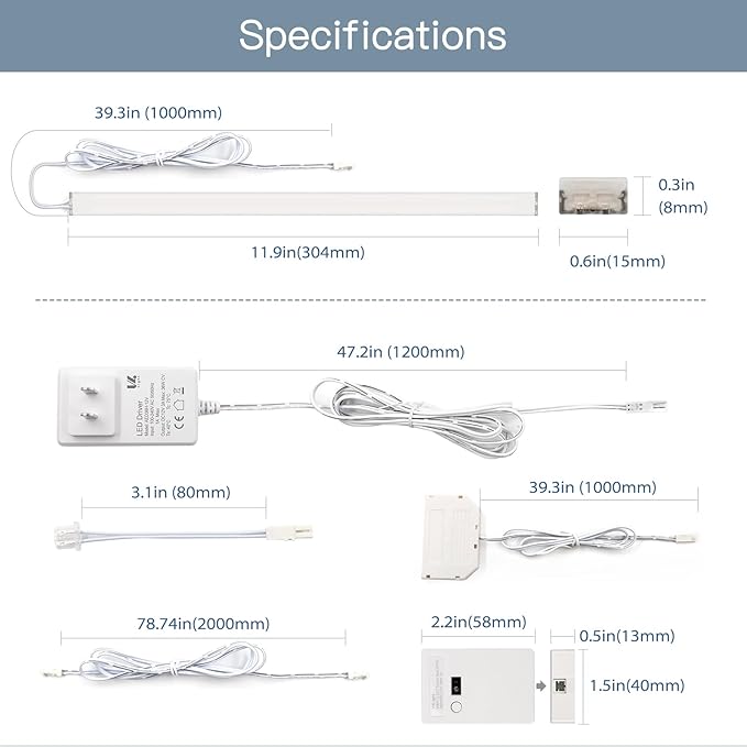 V4light Plug in Under Cabinet Lighting, 6 Pack 12 Inch Ultra-Slim LED Light Bars - Image 8