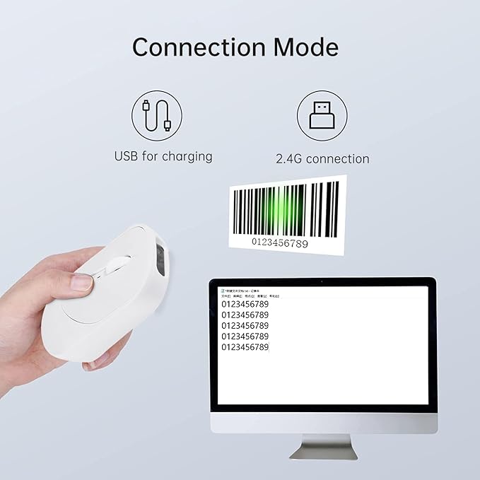 THARO New Wireless Mouse Barcode Scanner, 2-in-1 Design 2D Handheld Barcode - Image 4
