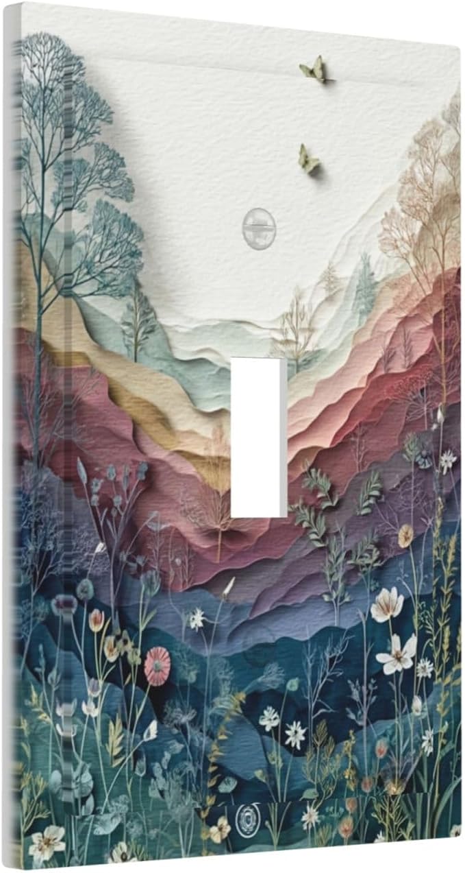 Bvtewkhz Butterfly Nature Floral Plant Leaves 1 Gang Single Toggle Wall Plate - Image 2