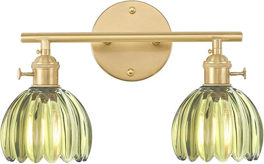 Shenmoyl Bathroom Light Fixtures, 2-Light Brass Vanity Wall Light Over Mirror by Shenmoyl