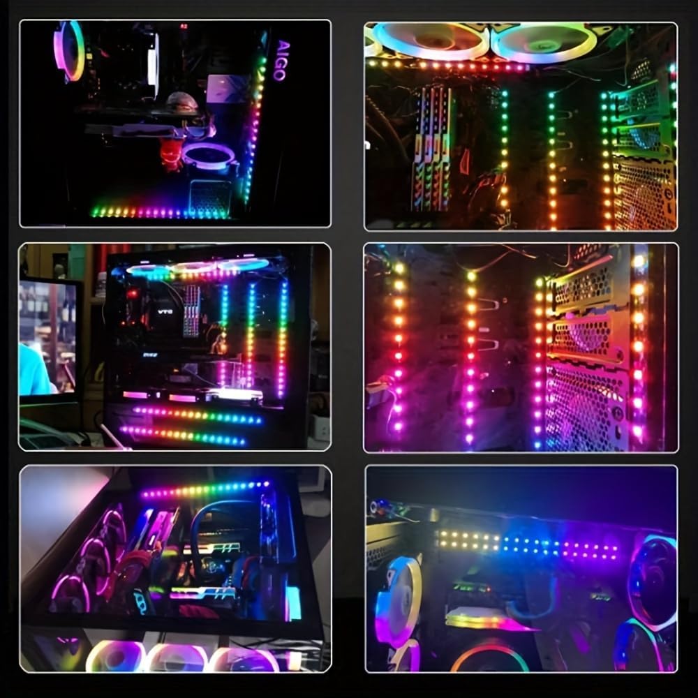 RGB Strip Light for PC Case, 19.7in 30LEDs Addressable LED Strip for Motherboard 5V 3-Pin Header Gaming Case DIY Lighting