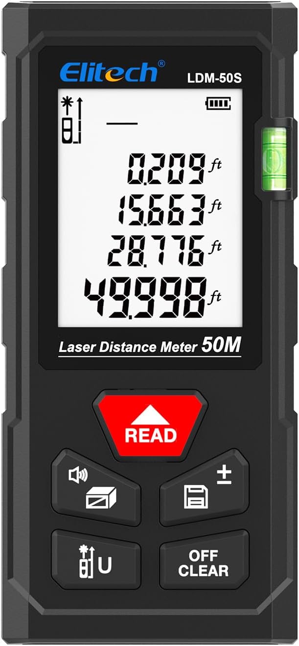 Elitech Laser Measure 165ft, Digital Laser Tape Measure - Image 2