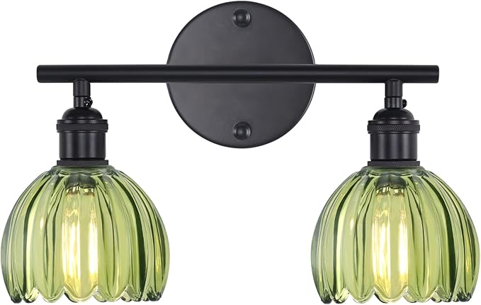 Shenmoyl Bathroom Light Fixtures, 2-Light Black Vanity Wall Light Over Mirror by Shenmoyl