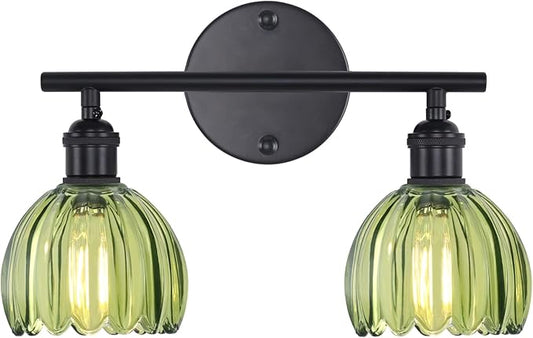 Shenmoyl Bathroom Light Fixtures, 2-Light Black Vanity Wall Light Over Mirror by Shenmoyl
