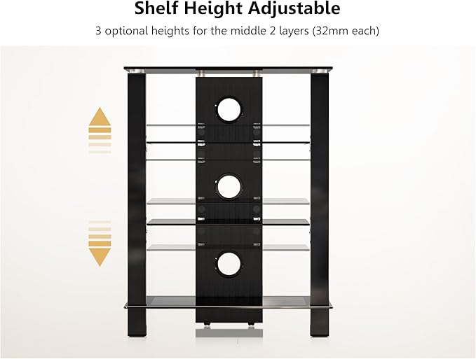 FITUEYES 4-Tier AV Media Cabinet Stand Component Cabinet, Gaming TV Stand and - Image 4