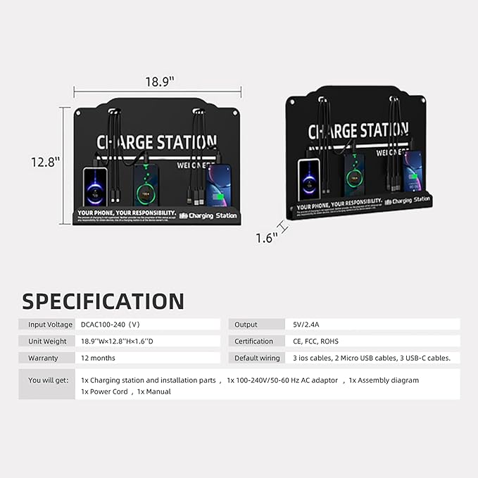 Wall Mounted Cell Phone Charging Station Mobile Phone Charging Station | Fast - Image 8