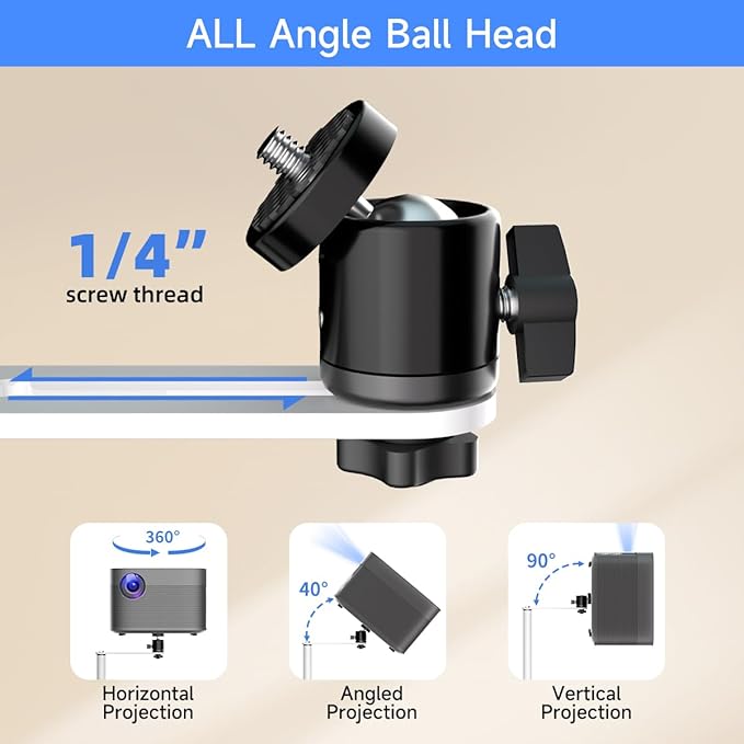 suptek Projector Stand Against Wall Hidden Stand, 360°Swivel, Height Adjustable - Image 4