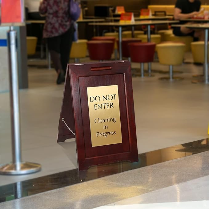 SmartSign Premium "Do Not Enter Cleaning in Progress" Wooden A-Frame Standing - Image 3