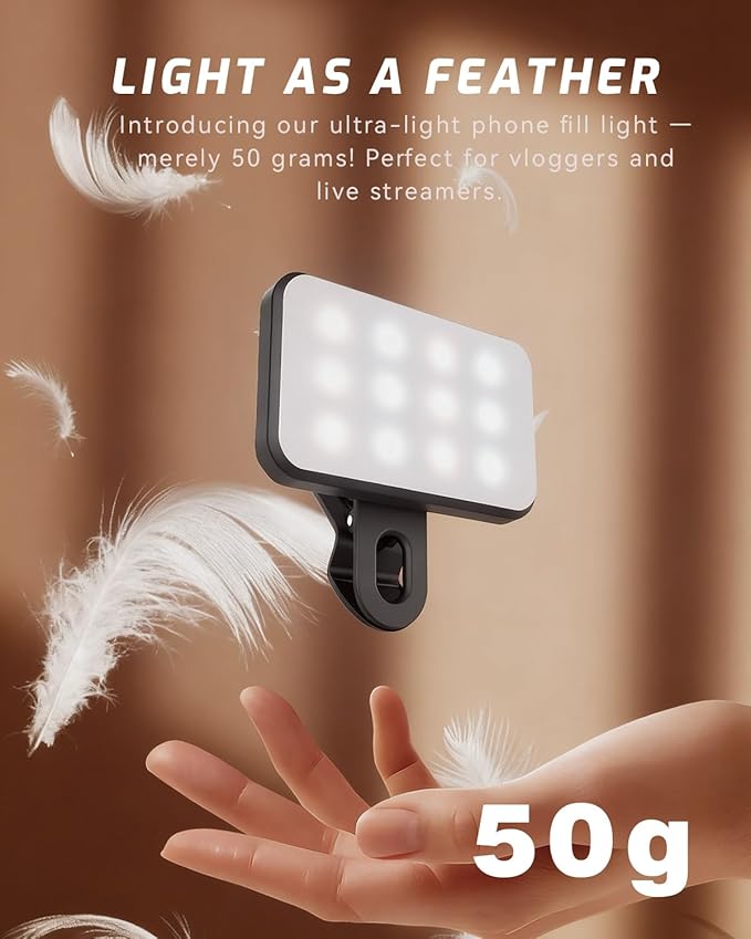 Mini Portable Selfie Light for iPhone: Rechargeable Clip on Phone Fill Lights - Image 2