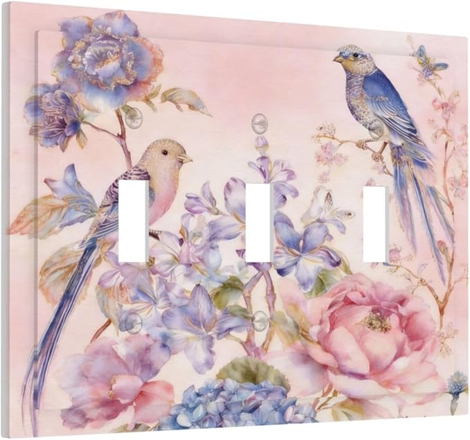 Bvtewkhz Floral Birds Morris 3 Gang Triple Toggle Decorative Outlet Covers - Image 2