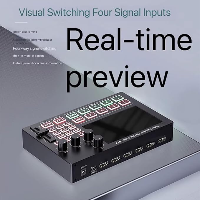 Yunseity 1080P Video Switcher, 5 Inch Screen 4 Channel HD Multimedia Interface - Image 2