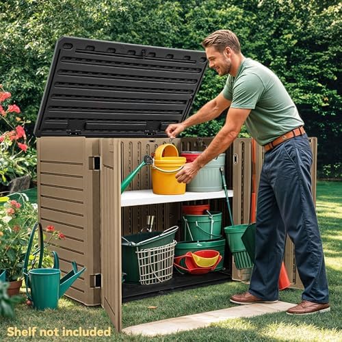 dwvo 35 cu ft outdoor horizontal storage shed, side view