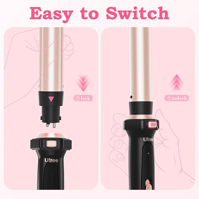 Ufree 5 in 1 Curling Iron with Interchangeable Ceramic Barrels, Curling Wand - Image 6