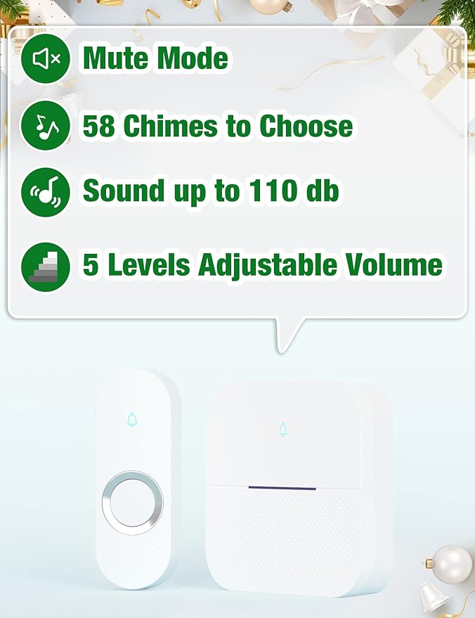 AIDA Lighted Wireless Doorbell for Home, Waterproof Battery Doorbell Wireless 1 - Image 3