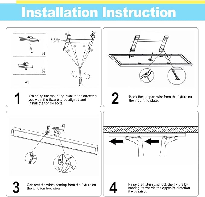 HOLDWILL 1X4 FT Led Flat Panel Light, 12 Pack 5CCT 3K/4K/4.5K/5.2K/6K Surface - Image 6