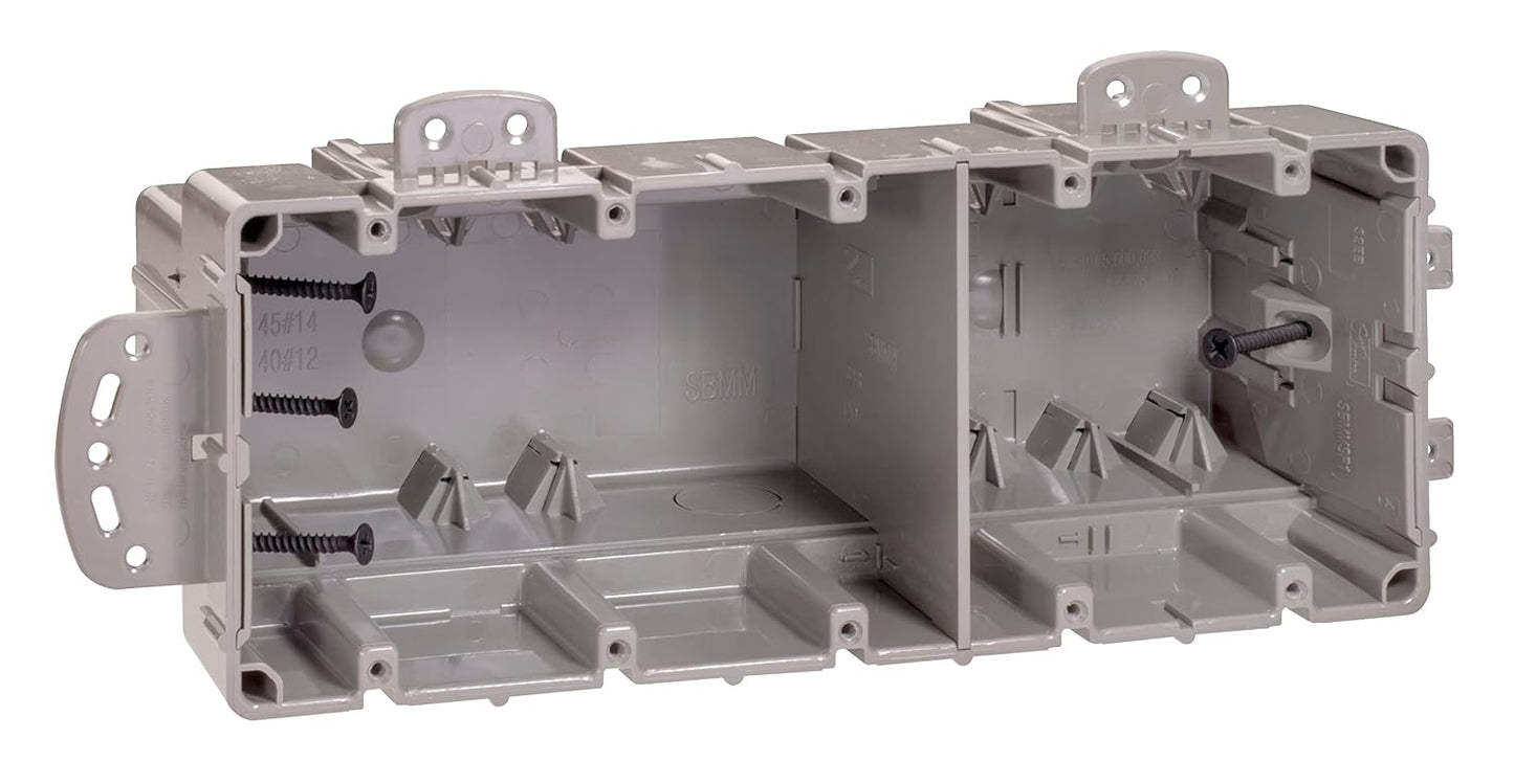 Southwire MSBMMT5G 5 Gang Multi Mount Device Box with Depth Adjustable; Heavy Duty 42lb ; Gray