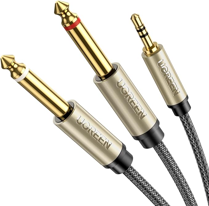 UGREEN 1/8 to 1/4 Stereo Cable 3.5mm TRS to Dual 6.35mm 1/4 TS Mono Y Splitter by UGREEN
