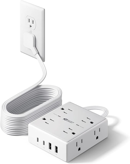 15Ft Long Extension Cord, Surge Protector Power Strip by SUPERDANNY