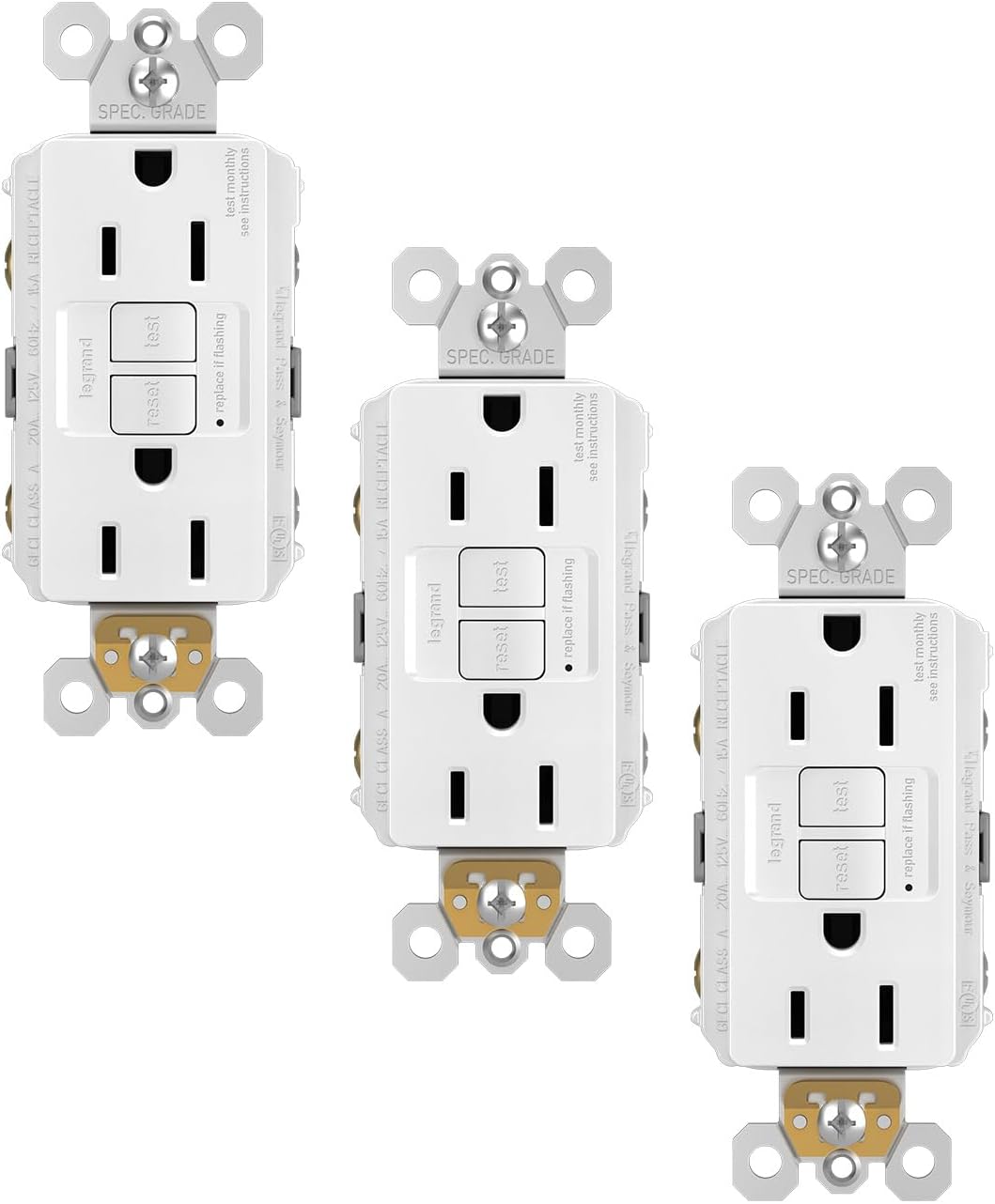 Legrand radiant 15 Amp GFCI Decorator Duplex Outlet White 3 Pack